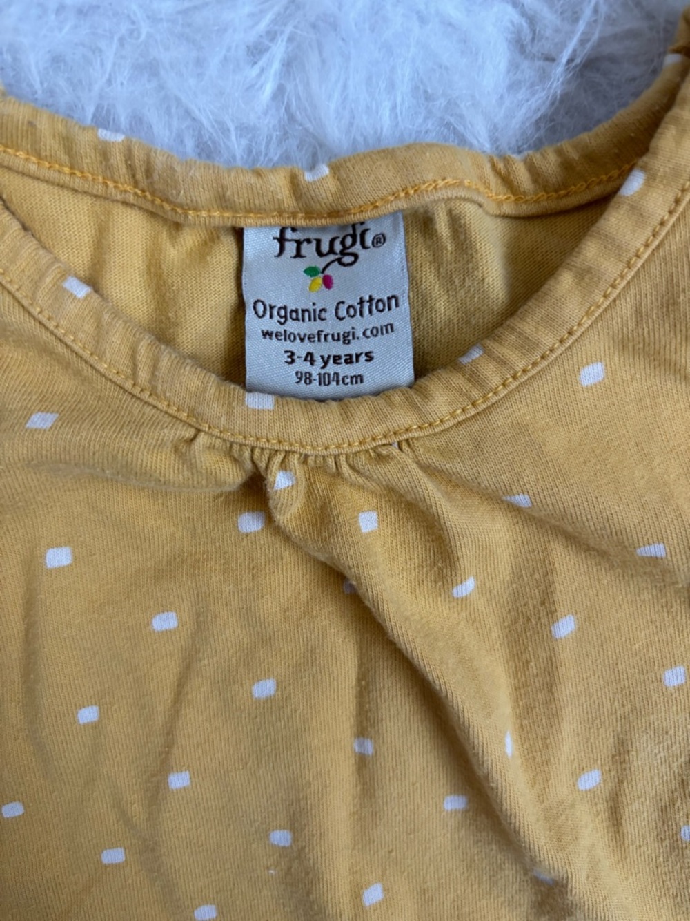 Frugi Girls' Yellow Polka Dot Tee with Colorful Flower & Ladybug Appliqués - Picture 2 of 3